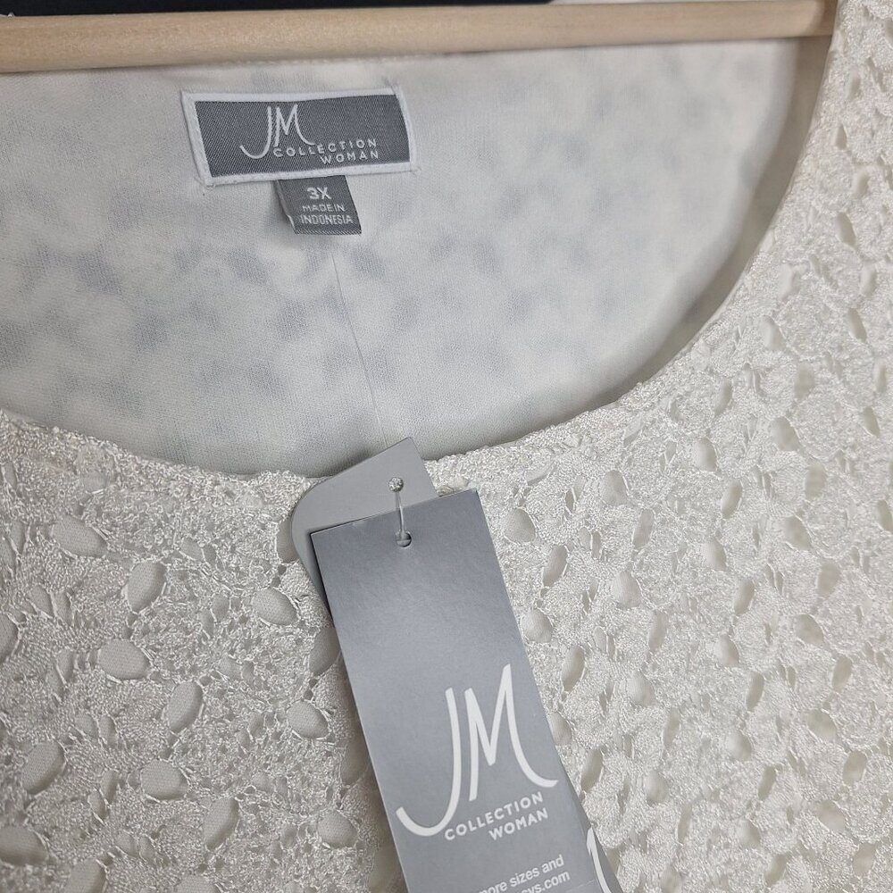 NWT JM Collection Cream Blouse Top Size 2X/3X Formal Chic Preppy Flowy - Picture 3 of 8